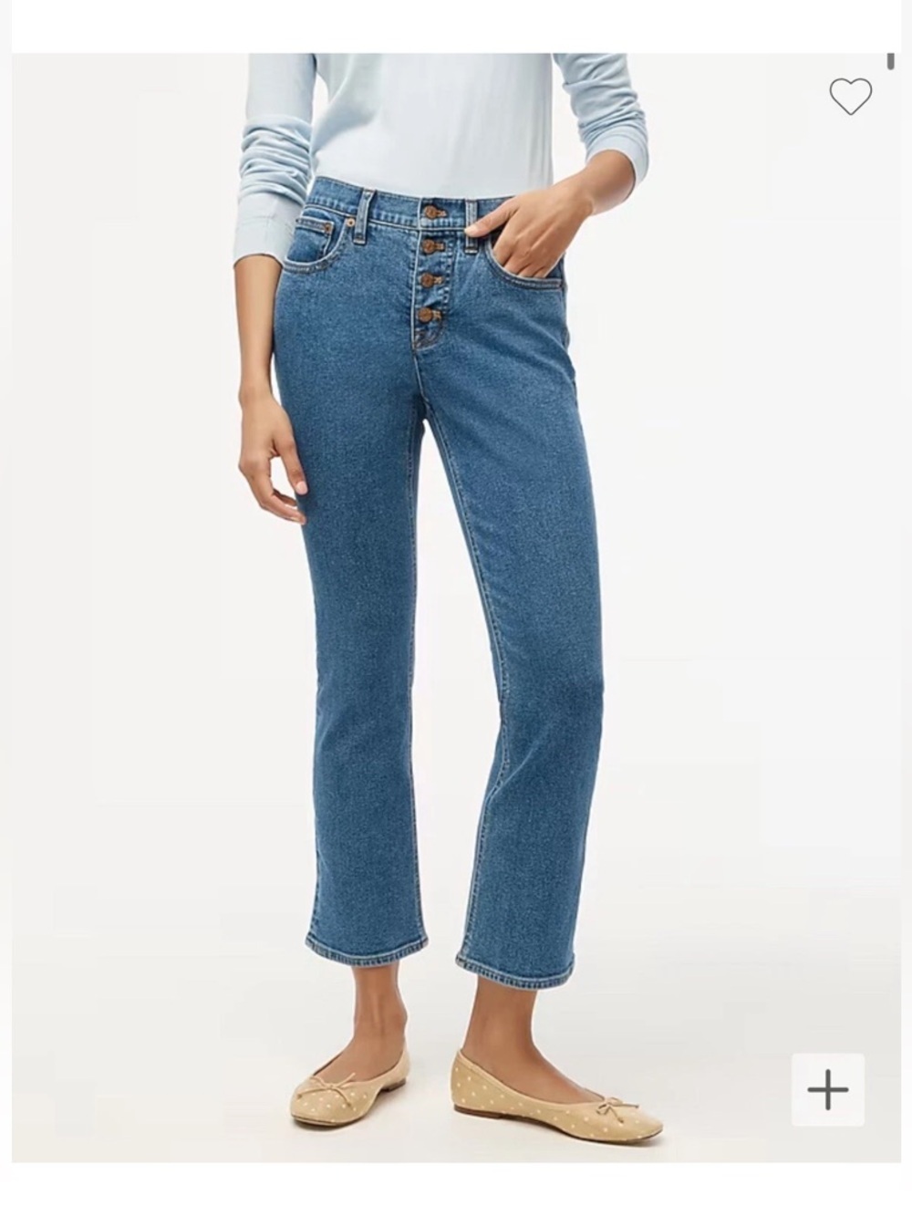 J. Crew Light Blue Mid-Rise Flare Crop Button-Fly Jeans Denim 31